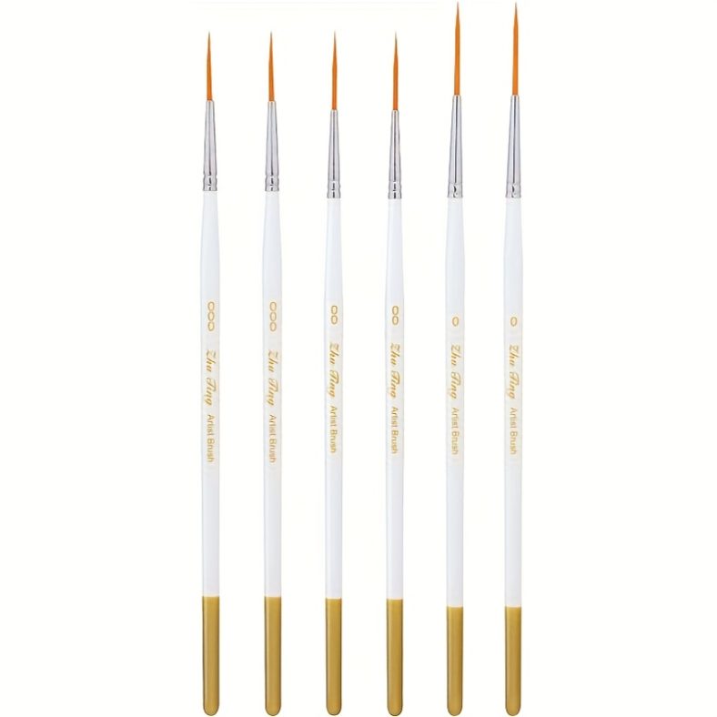 TEMU 6pcs Liner Paint Brush Thin Acrylic Paint Brushes, Fine Watercolor Detail Brush, Small Artists Paint Brushes For Craft Nail , Paintbrushes