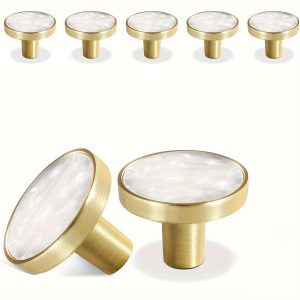TEMU 7pcs/15pcs Golden Knobs For Dresser Drawers, Brushed Brass Drawer Knobs Dresser Knobs, 1-1/4" Golden Cabinet Knobs Dresser Pulls Handles For