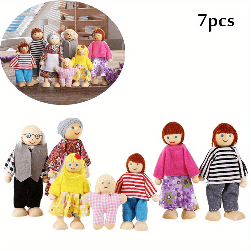 TEMU 7pcs Doll Family 2018 New Wooden Dolls House Furniture Small World Toys Worry