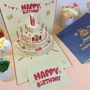 TEMU Elegant 3d Pop-up Birthday Greeting Cards - , "happy Birthday" & " A " Messages With Candles & , Anyone's Birthday Celebration, Festive Paper