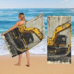 TEMU For Caterpillar Excavator Designed Beach Towel Large Towel, Super Absorbent, Quick-dry, Lightweight Sport Towel Bath Towel, Fashionable Beach