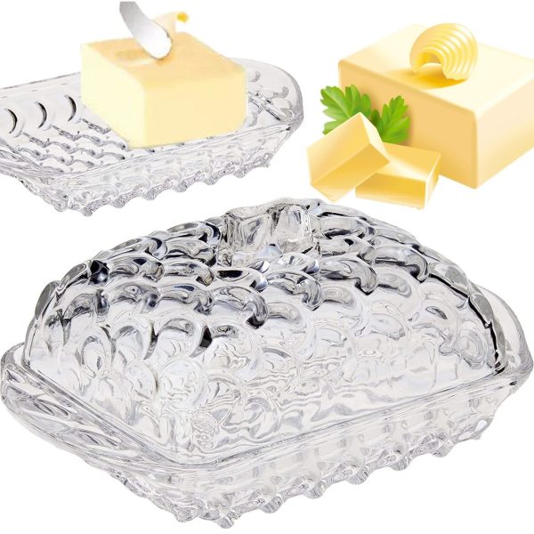 TEMU Glass Butter Dish With Lid And Handle For Butter