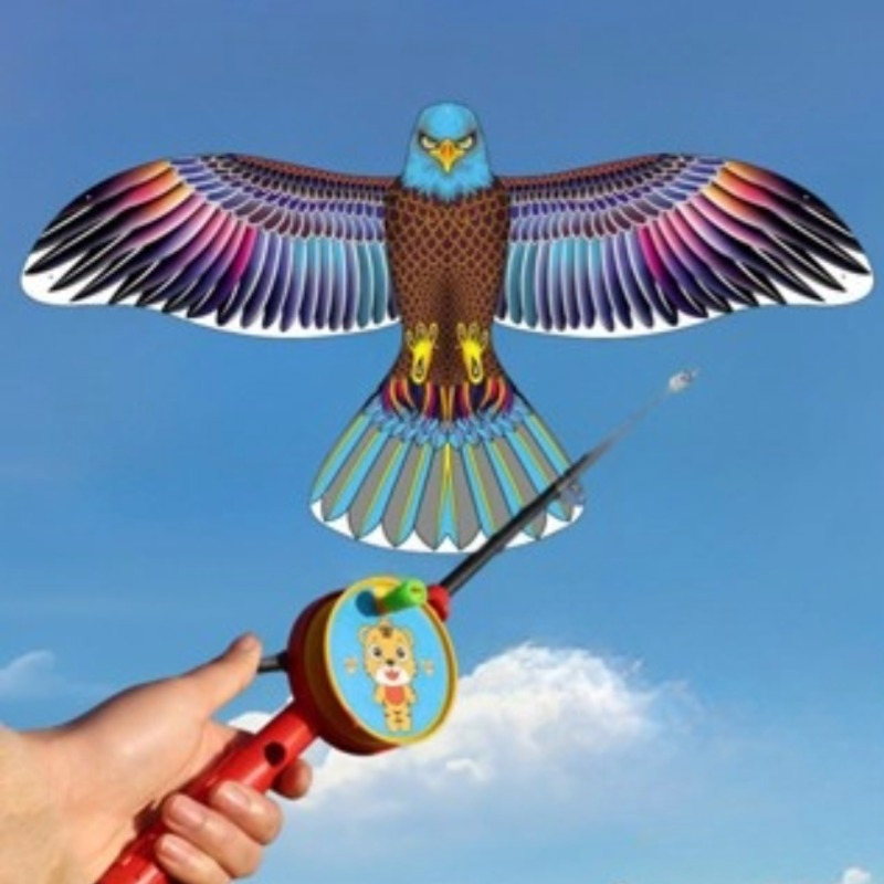 TEMU Handheld Cartoon Eagle Bird Kite With String Fishing Rod Handheld Dynamic Fishing Rod Kite Kite Indoor Decoration Kite