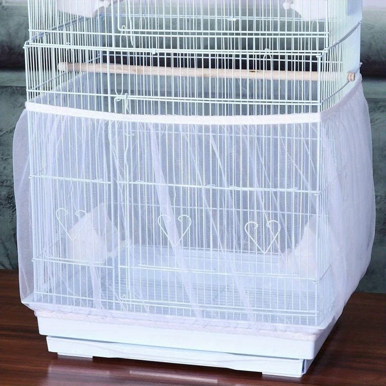TEMU Mesh Bird Cage Cover Easy To Clean Seed Protective Bird Cage Accessories Breathable Mesh Parrot Bird Cage Net