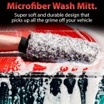 TEMU Microfiber Car Wash Mitt, Car Sponge Wrapped In Soft, Cloth Material, Safe Washing With Any Car Soap, Bucket, Foam Gun, Foam Cannon Or Other