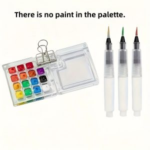 TEMU Portable Acrylic Paint Box Tool Set, Portable Color Mixing Palette With Solid Paint Pens