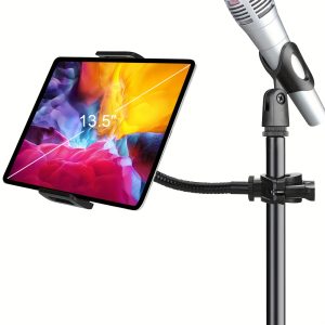 TEMU Tablet-Halter für Mikrofonständer, Flexibler Musikstand-Tablet-Halter für Pad, Smartphone/Tablet-Mikrofonhalterung, Drehbarer Tablet-Ständer