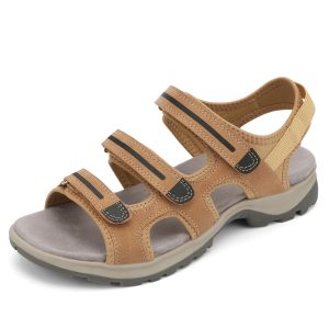 UBFEN Womens Hiking Walking Sandals - Arch Support Open Toe Adjustable Strap Sandals Comfortable Sport Outdoor Shoes 10.5 Brown