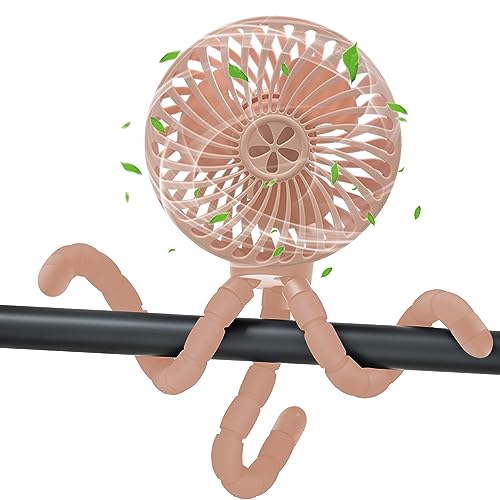 wyewye Baby Stroller Fan, Mini Portable Stroller Fan with Flexible Tripod Clip on for Baby, Rechargeable and Battery Operated Handheld Cooling Fan for