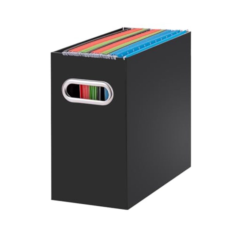 Oterri Cardboard File Organizer Box for Hanging File Folders Letter Size,File Box for Computer Desk,File Cabinet,Working Home,Office,Classroom(Black,