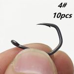 TEMU 10pcs Black High-carbon Steel Carp Fishing Hooks – Curved Wide Barbed Hooks For Tackle & Fishing, Durable Fishing Accessories, Fishing Hooks,
