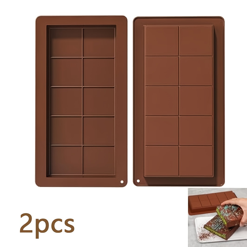 TEMU 1/2 Silikon-Schokoladenstangenform, 10 Fächer, Antihaft-Silikon-Backform, Geeignet für Schokolade, Gelee, Süßigkeiten und Energy Bars,