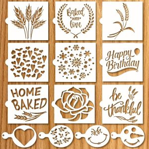 TEMU 13pcs Stencils For Sourdough - Cake, Pie & Cookie Stencils For Decorating Your Own Baking Stencil Set . , , Bonus 4 Small Coffee/cookie Stencils