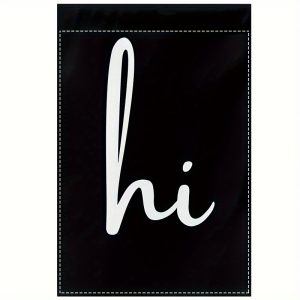 TEMU 1pc Flag Porch Sign Hi Front Door Sign Black Burlap Double Sided Waterproof Lawn Flag Welcome House Flag 12x18 Inch, Outdoor Welcome, Garden