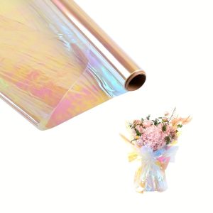 TEMU 1pc, Iridescent Cellophane Wrap Roll (20in*32.8ft/50cm*10m),iridescent Cellophane Roll, Iridescent Film Cellophane Wrap For Gift Baskets, Wings,