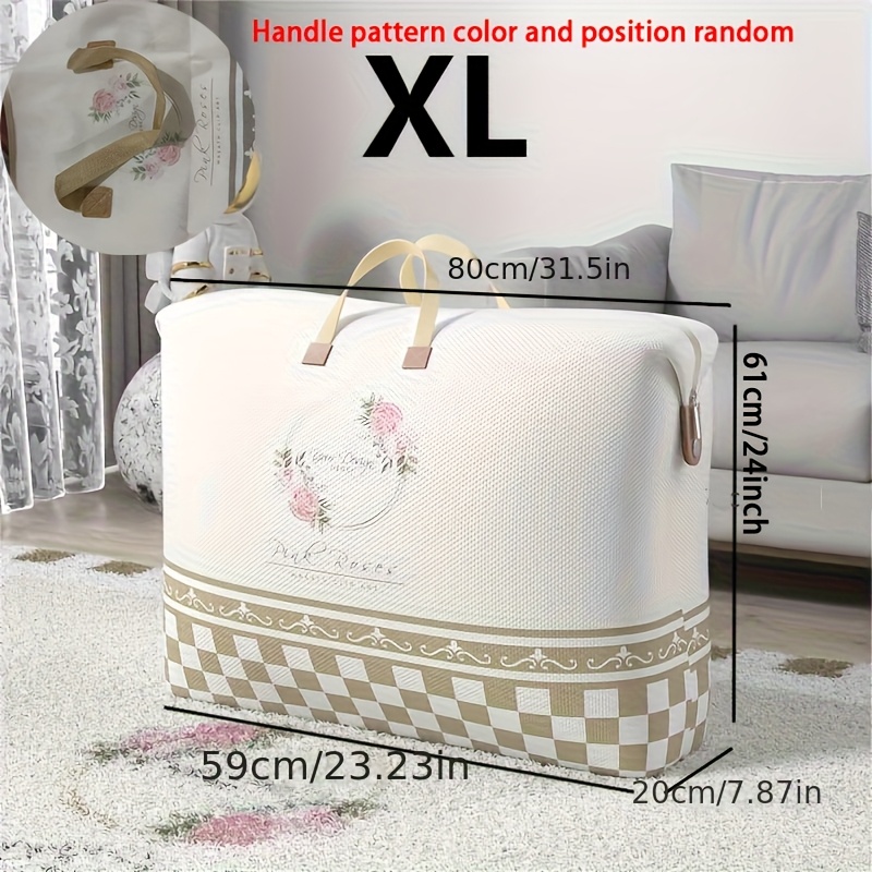 TEMU 1pc Rose Moving Packing Bag, Floral Theme Quilt Storage Bag, Used For Clothes, Blankets, Blankets Storage Box Organization, Bedroom Wardrobe