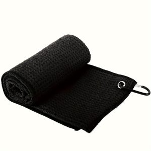 TEMU 1pc Waffle Golf Towel With Hook, For Cleaning Golf Clubs
