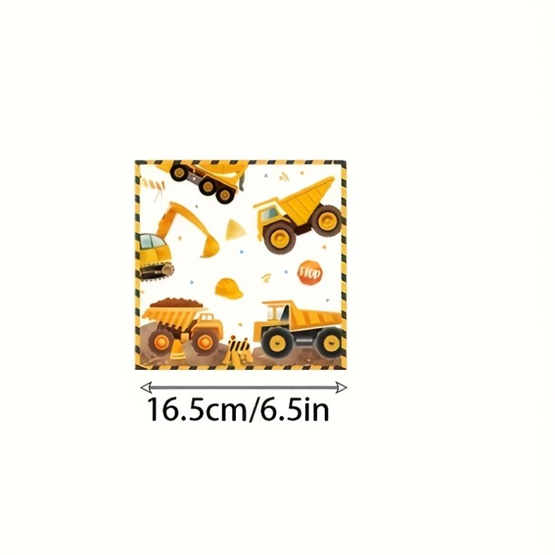 TEMU 20pcs/40pcs/60pcs/100pcs,construction Party Napkins,construction Party Decorations,dump Truck Tractor Disposable Paper Dinner Napkins For