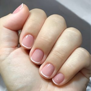 TEMU 24pcs On Nails Short Fake Nails White French Tip Nails Press Ons Glossy On Nails Daily Wear Simple False Nails Cute Acrylic Nails Artificial