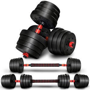 TEMU 2 In 1 Dumbbell Set 20 Kg | Adjustable Dumbbell Set | Short Barbell & Long Barbell | & Connecting Tube