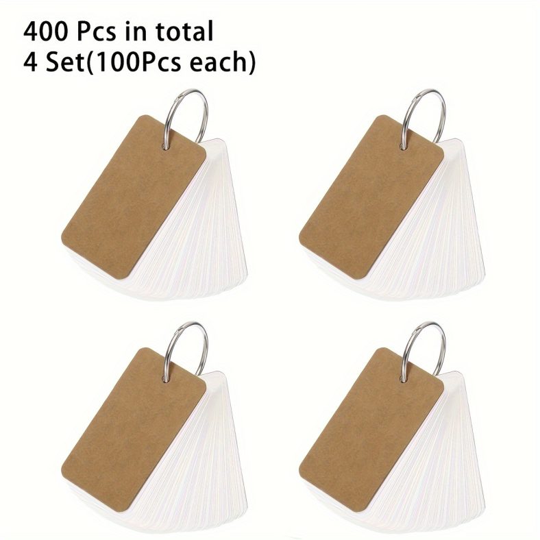 TEMU 400 Sheets White Blank Flashcards With Binding Rings, 2.76 X 1.57 Inch Index Cards, Small Note Cards Learning Cards Paper Cards, Mini Index Note