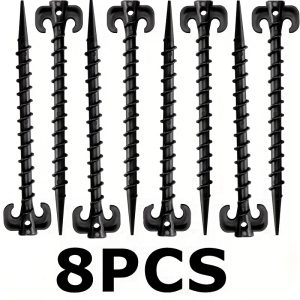 TEMU 4/8/12/18/24/30pack Plastic Tent Stakes Heavy Duty, Stakes For Beach 7.9 Inch Screw In Tent Stakes Spiral Ground Anchors Tent Pegs Canopy Stakes