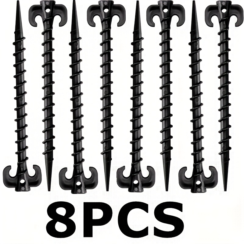 TEMU 4/8/12/18/24/30pack Plastic Tent Stakes Heavy Duty, Stakes For Beach 7.9 Inch Screw In Tent Stakes Spiral Ground Anchors Tent Pegs Canopy Stakes