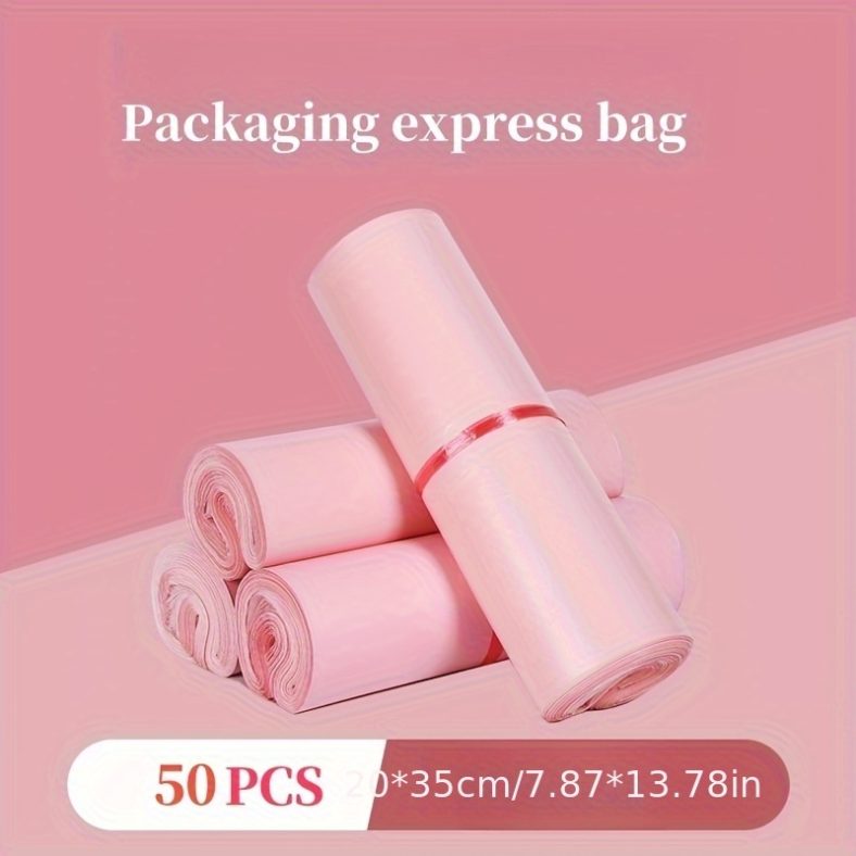 TEMU 50pcs/1 Package Pink Airplane Box Waterproof Courier Bag, Clothing Packaging Courier Bag, E-commerce Courier Bag, Self-sealing Waterproof Bag