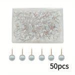 TEMU 50pcs Transparent Push Pins With Plastic Box, Round Head Pins, Corkboard Push Pins, Transparent Large Head Pins, Drawing Board Fixing Pins,