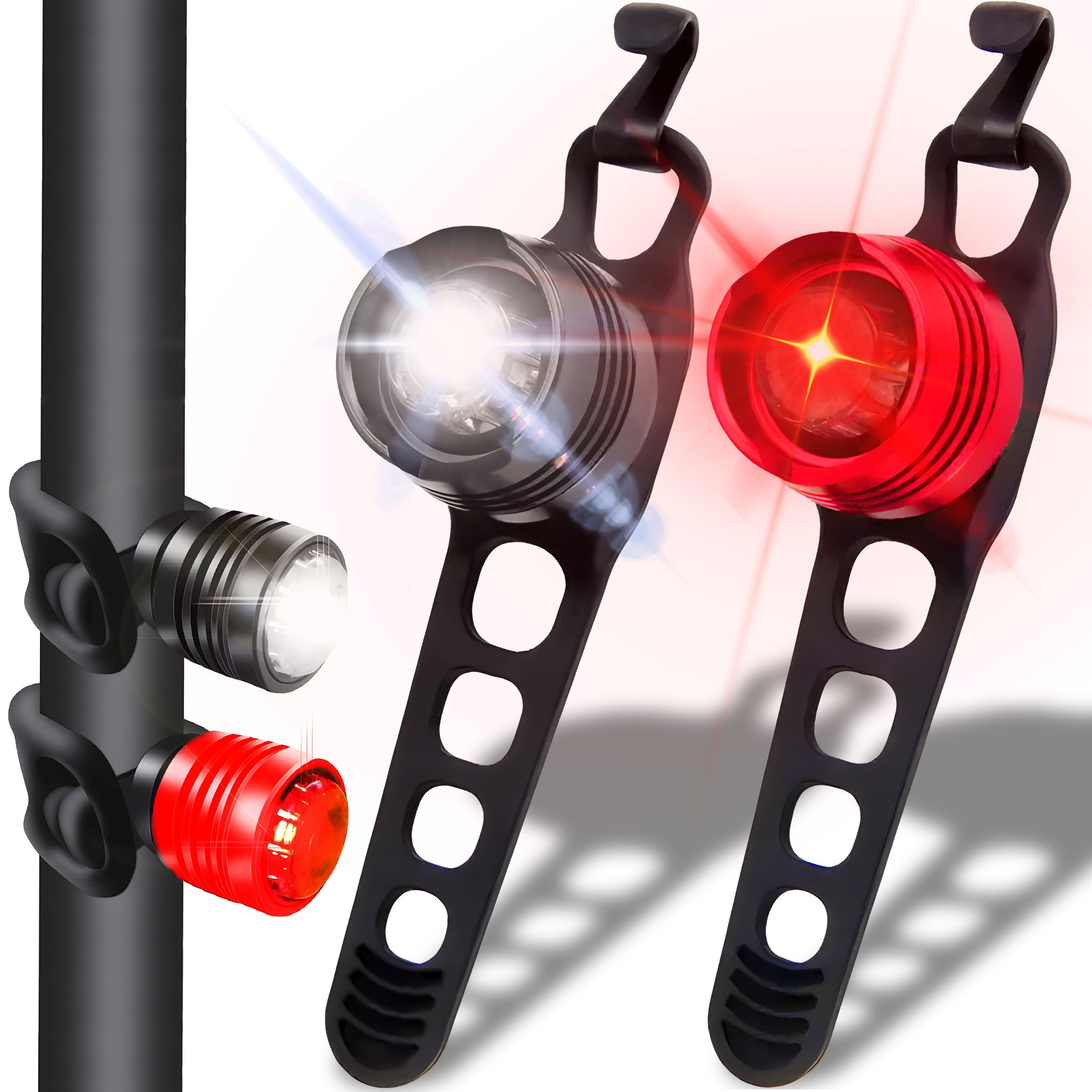 TEMU Bicycle Led Lights Retoo , Set Of 2pcs For Bike, Front And Rear Bike Light, Lights With Lighting , Bike Light With Batteries, Battery-powered