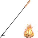 TEMU [campfire Log Tongs Hook] 32-inch Fire - Fireplace , Iron Campfire Log Tongs, Easy Assembly Fire Pit , Wood Handle Fire Pit Tool, Indoor/outdoor