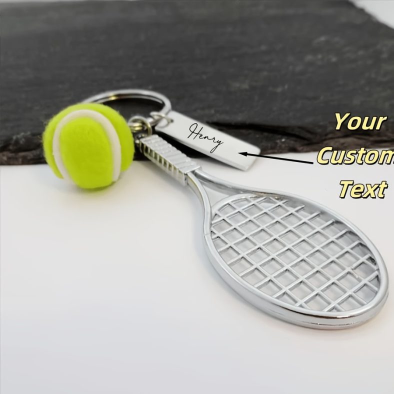 TEMU Customized Keychain, Tennis Racket Keychain – Christmas Gift For Sports Lovers, Tennis Keychain, Cute Tennis Racket, Accessory For Tennis Fans,