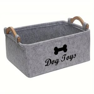 TEMU Itechjoy Pet Toy Storage Bin - Felt Organizer For Toys, Blankets, And Leashes With Handle, Pet Toy Storage Bin