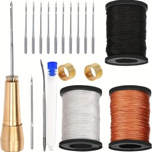 TEMU Leather Sewing Tool Set, Leather Sewing Thread Shoe Thread Repair Sole Thread Tire Thread Nylon Thread Leather Sewing Awl Tool, Canvas Leather