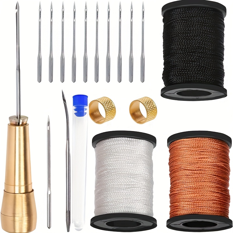 TEMU Leather Sewing Tool Set, Leather Sewing Thread Shoe Thread Repair Sole Thread Tire Thread Nylon Thread Leather Sewing Awl Tool, Canvas Leather