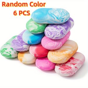 TEMU Marble Pencil Erasers, Large Oval Tpr Rubber Erasers For School, 3/6/12pcs, Erasers For Pencils