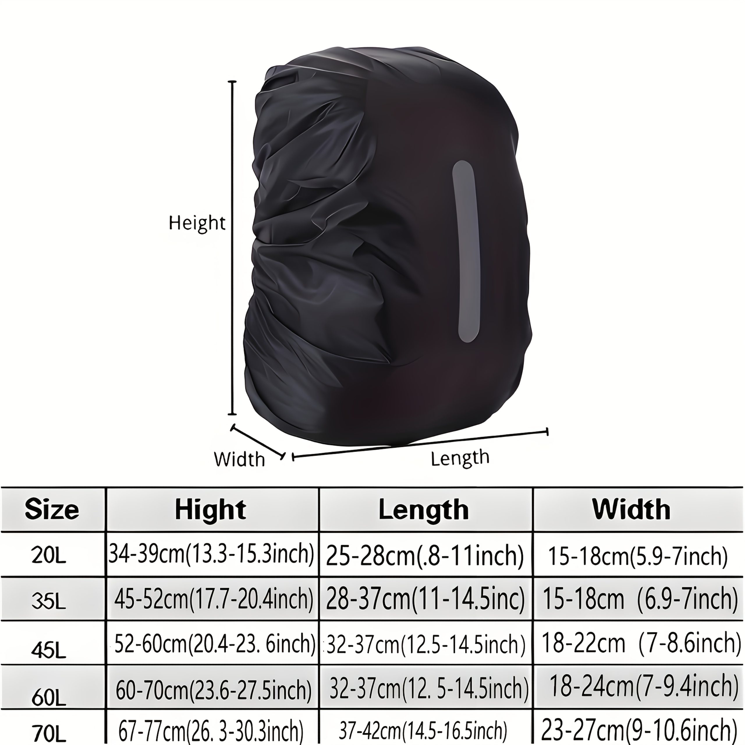 TEMU Outdoor Backpack High , Compression Sack, 1pc Black Backpack High Quality Rain Cover, Reflective Backpack Rain Cover For