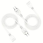 TEMU Power Extension Cord 1m 2-pack Extension Socket Ac Adapter Power Extension Cord Indoor Use Free Plug 180-degree Rotating Plug White Black