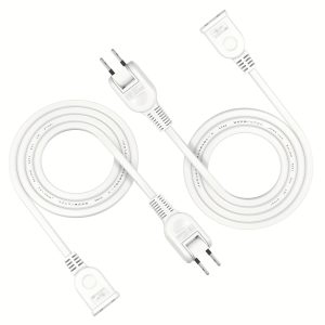 TEMU Power Extension Cord 1m 2-pack Extension Socket Ac Adapter Power Extension Cord Indoor Use Free Plug 180-degree Rotating Plug White Black