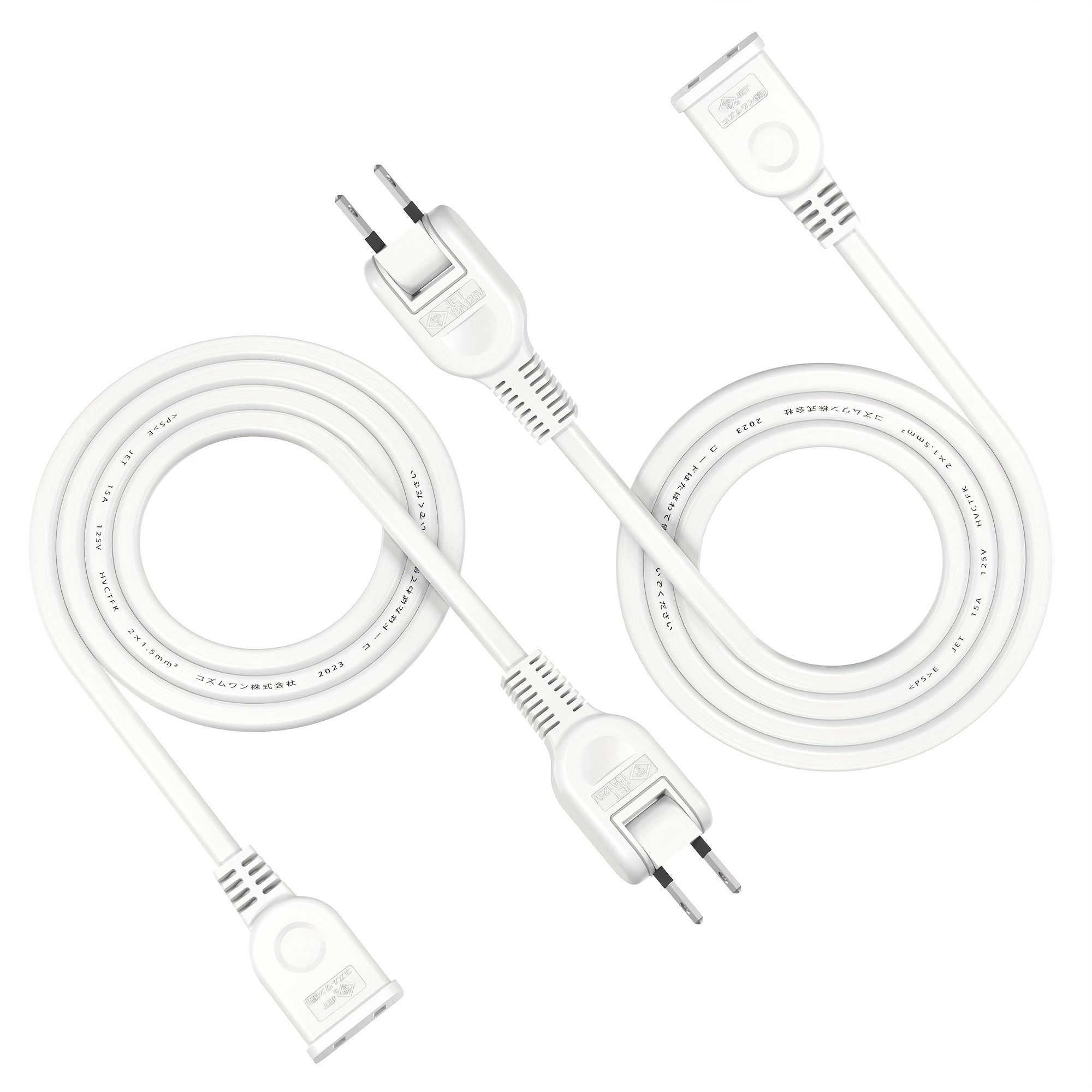 TEMU Power Extension Cord 1m 2-pack Extension Socket Ac Adapter Power Extension Cord Indoor Use Free Plug 180-degree Rotating Plug White Black