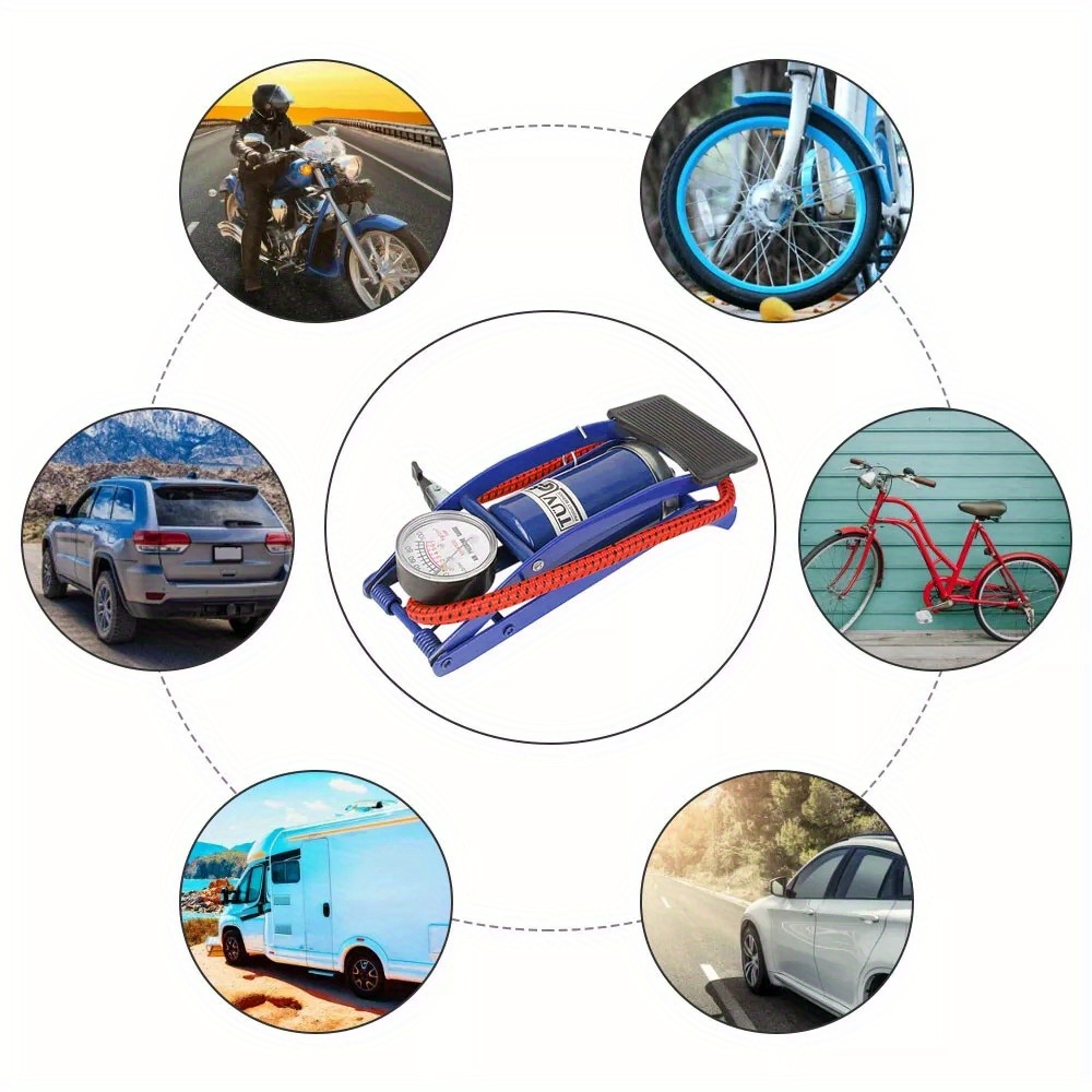 TEMU Pump Inflatable Pump Foot Inflatable Pump Foot Pump Manual Tire Inflatable For Bike Car Truck Tire Inflatable Blue