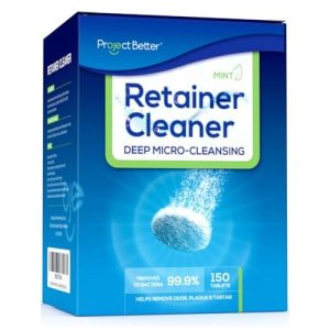 Retainer Cleaner Tablets for Dental Appliances and Night & Mouth Guard, Denture Cleaning Tablets Solution to Offer Confident Smile.(150 Tablets,Mint F