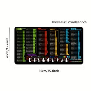 TEMU 1 ks Kancelářský designový software Myš Zkratky, Velká protiskluzová podložka na stůl, Zkratky pro Word/Excel/Word kancelářský software, Windows