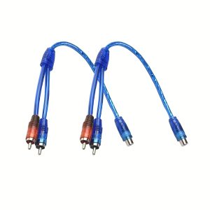 TEMU 2pcs Rca Audio Crossover Splitter Cables - Female To Dual Male Connectors, High-quality Coaxial Cables For Car Audio Systems, Home Theater & Dj