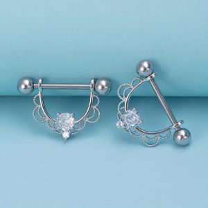 TEMU 2pcs Synthetic Cubic Zirconia Piercing Jewelry Stainless Steel Barbell Body Jewelry 14 Gauge