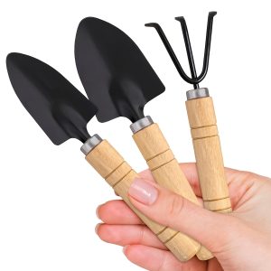 TEMU 3pcs Garden Tools Set-garden Rake Trowel, Gardening Tools With Wood Handle, Iron Crafts Gardening With Solid Wood Ergonomic Handle Tools