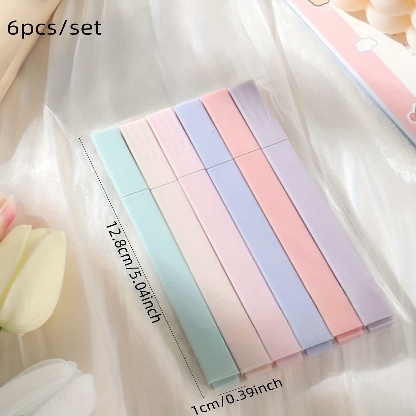 TEMU 6pcs/set Pastel Color Highlighter Kawaii Stationery Color Marker School Supplies Student Marker Highlighter Japanese Stationery