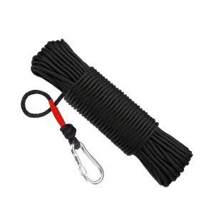 TEMU Black Braided Nylon Rope With Red - Durable Mooring Line For Inflatable Boats, Camping Gear, Pet Leashes & Outdoor Activities, Camping Gear