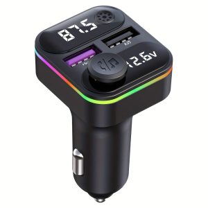 TEMU Car Fm Wireless Audio Transmitter Car Bt Music Dual Usb 3.1a Fast Charger 22.5w Qc3.0 Car Mp3 Player Audio Receiver, Without Battery