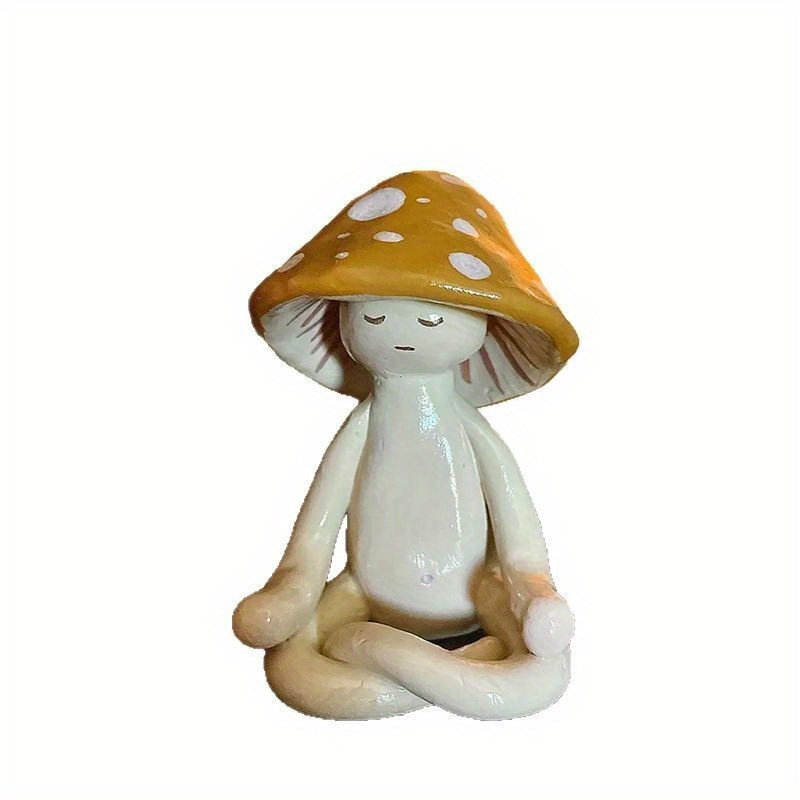 TEMU Cute Meditation, Meditation, Yoga, Mushroom Tabletop Decoration, Room Decoration, Garden Courtyard Resin Crafts, Birthday Gift For